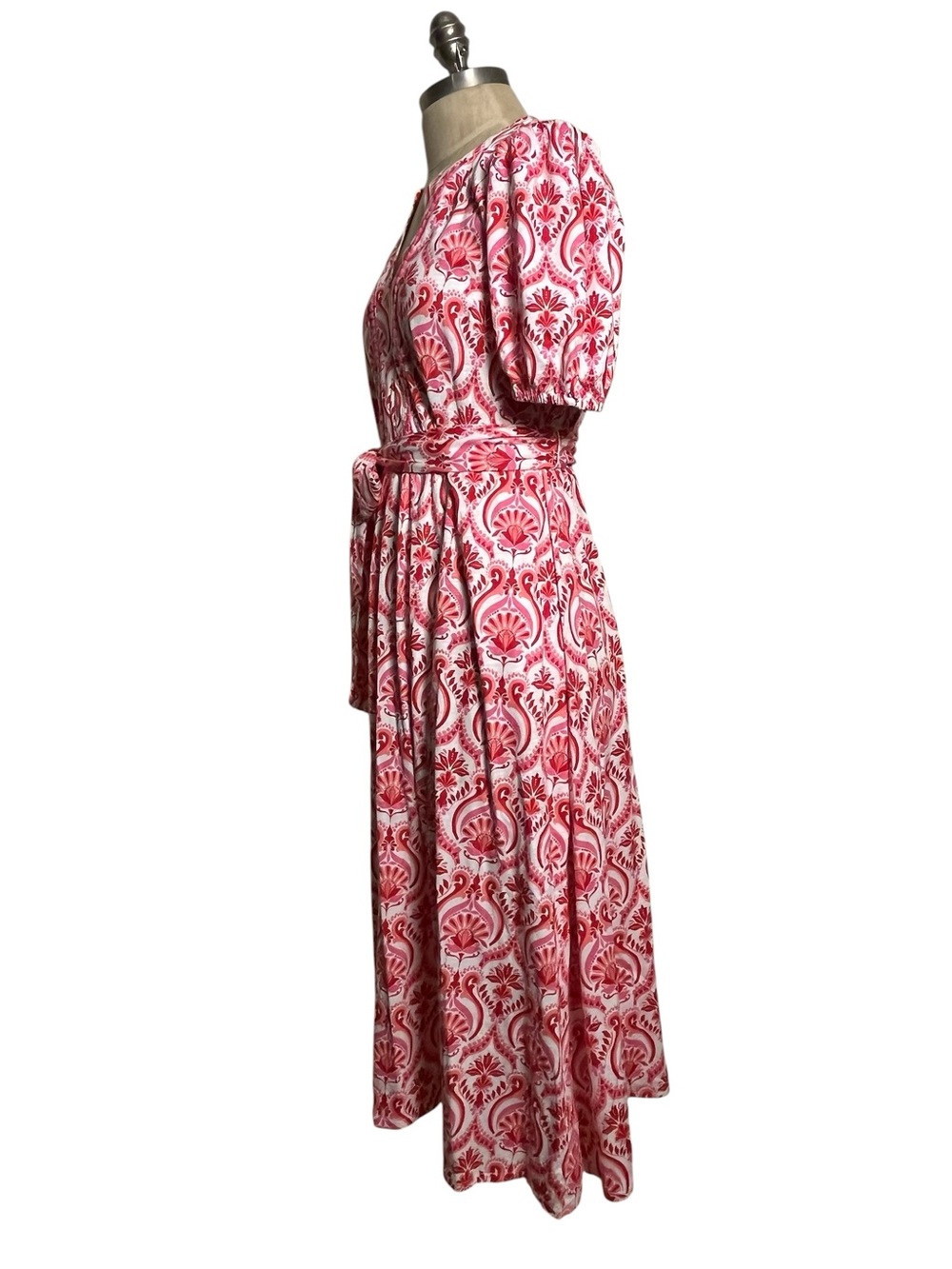 Boden Sofia Trim Jersey Midi Dress Pink Red Floral Botanical 6 Petite NWOT - Picture 7 of 14